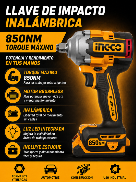 LLAVE IMPACTO ING-CO PROFESIONAL 850Nm