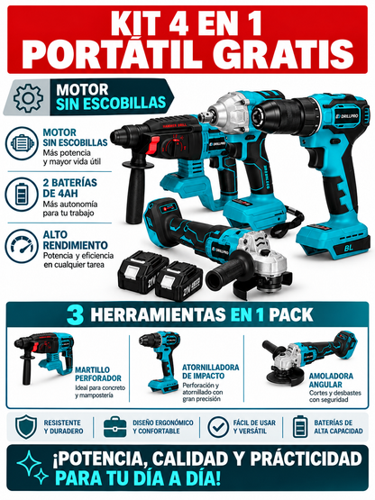 Kit de 4 Máquinas a Bateria - 2x Baterias 48v 4Ah