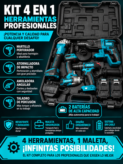 Kit de 4 Máquinas a Bateria - 2x Baterias 48v 4Ah